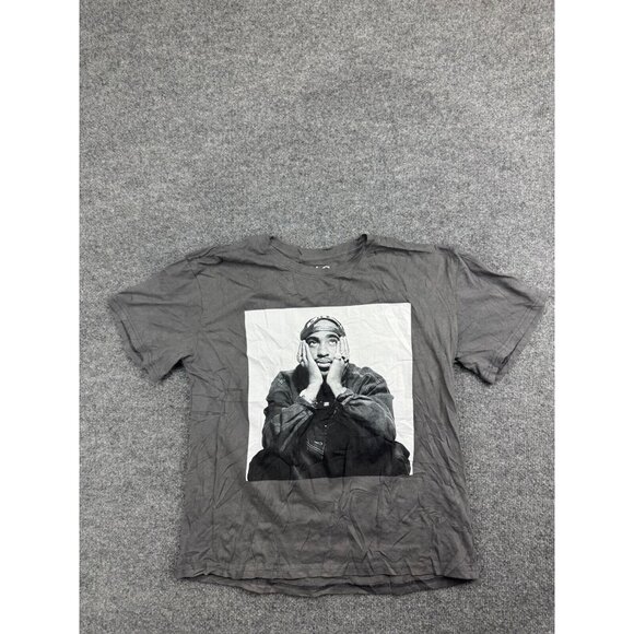 2Pac Tupack Shakur Contemplation T Shirt Adult XL Gray Graphic Tee 90s Rap - Picture 1 of 5